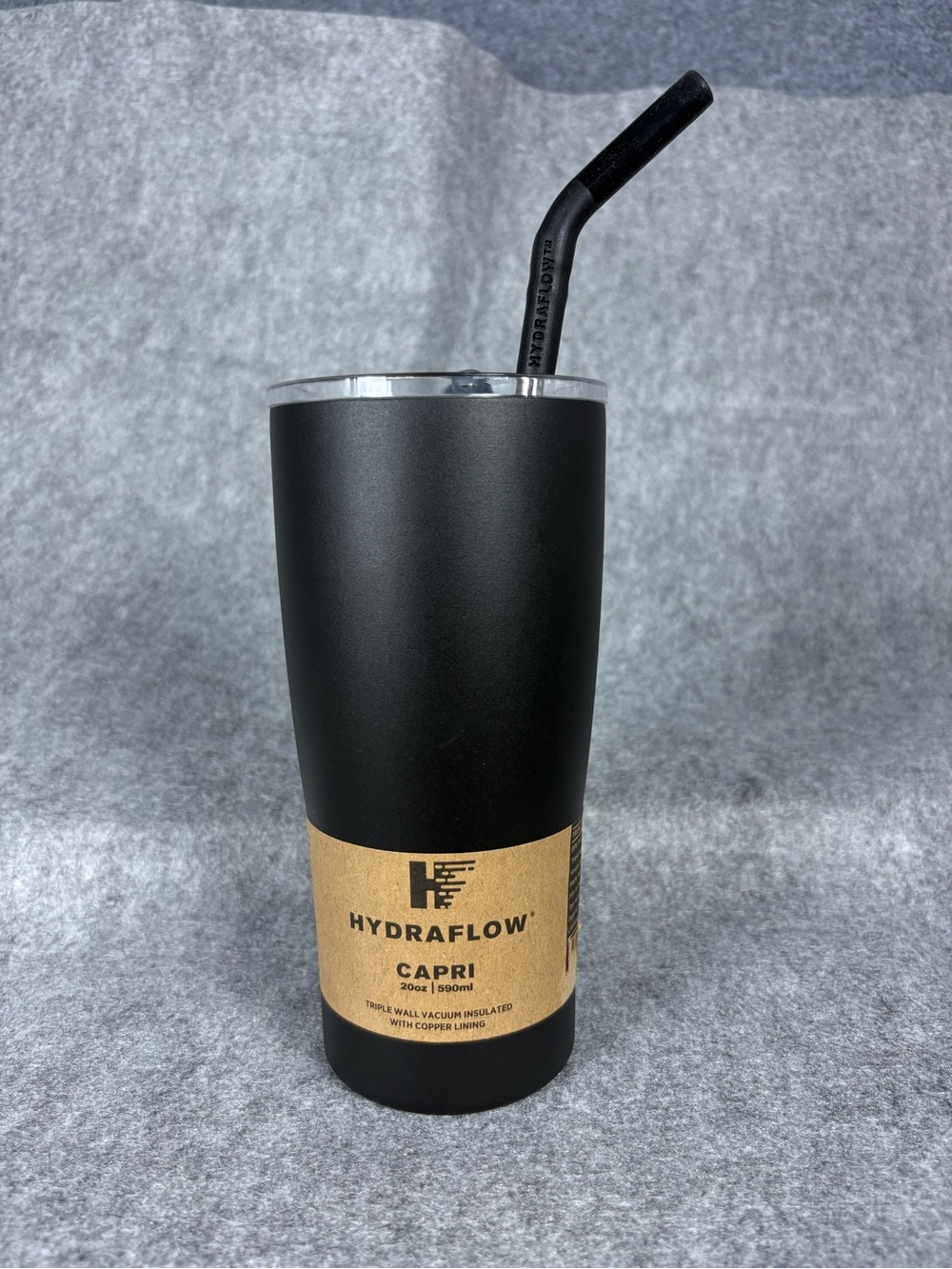 Hydraflow Capri 20oz Black Triple Wall Insulated Tumbler New